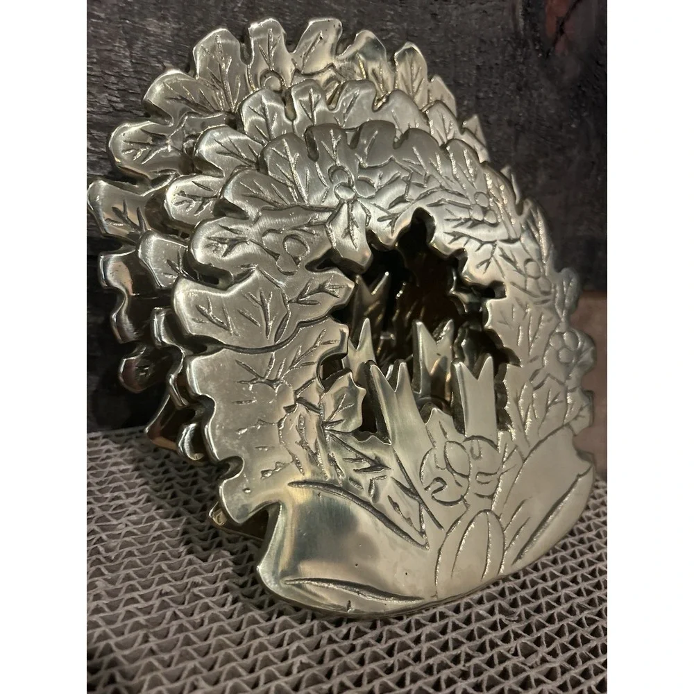 Vintage Brass Christmas Holiday Wreath‎ Trivet Hot Plate Lot Of 3